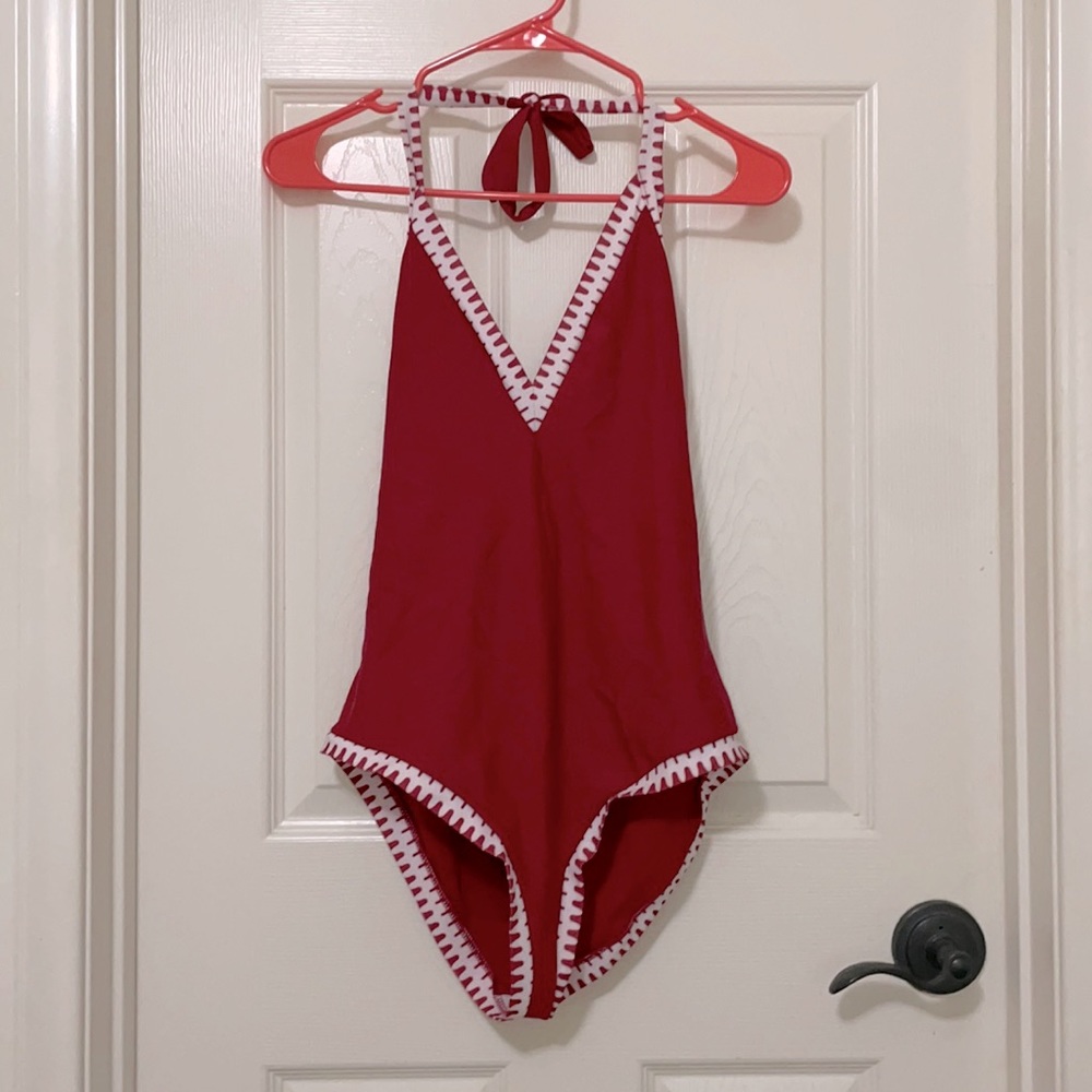 Red one piece swimsuit
